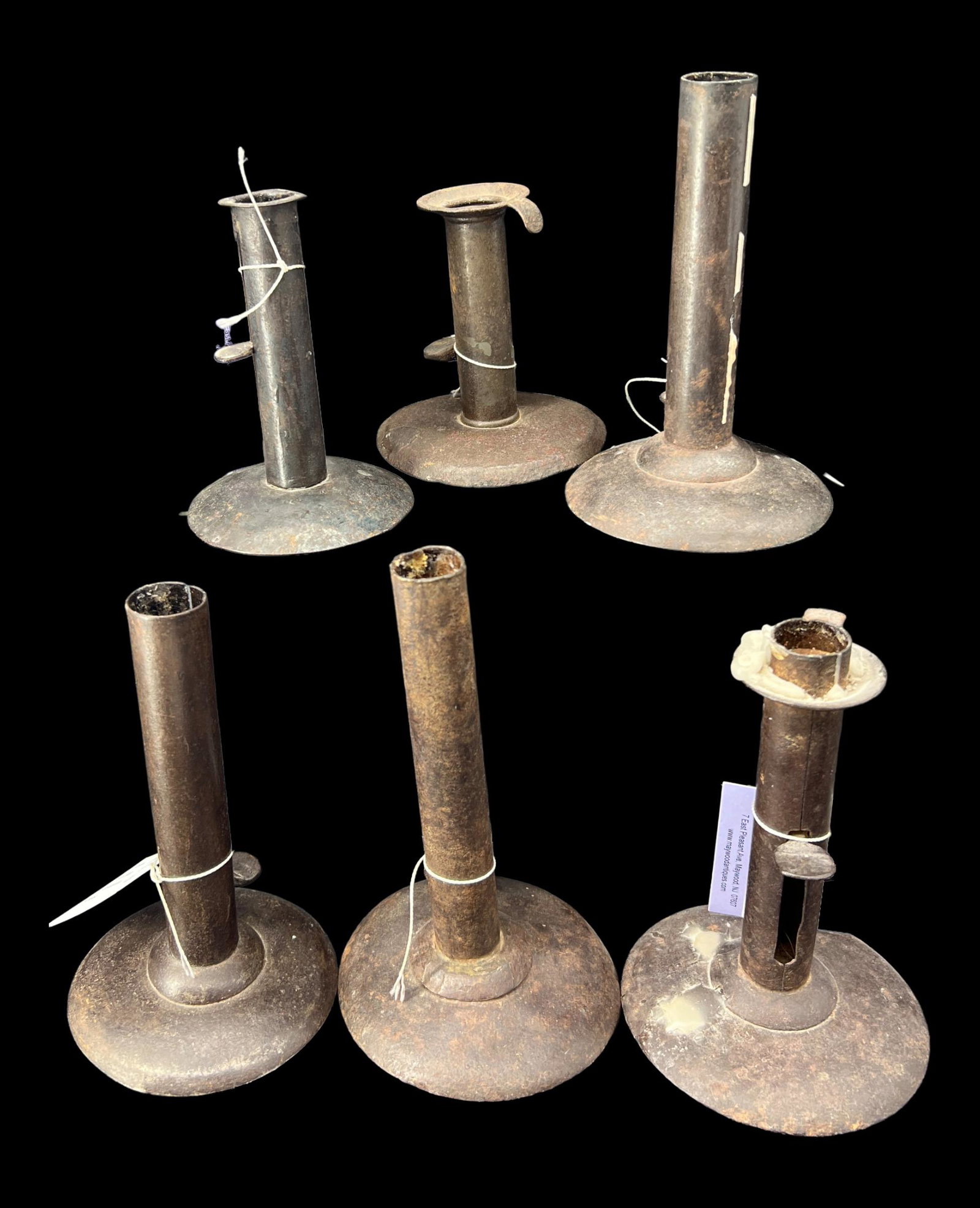 Antique Lot of 6 Handmade Metal Tin Candle Holders Various Sizes: Lot of 6 primitive candle holders. Size: 7" x 4".