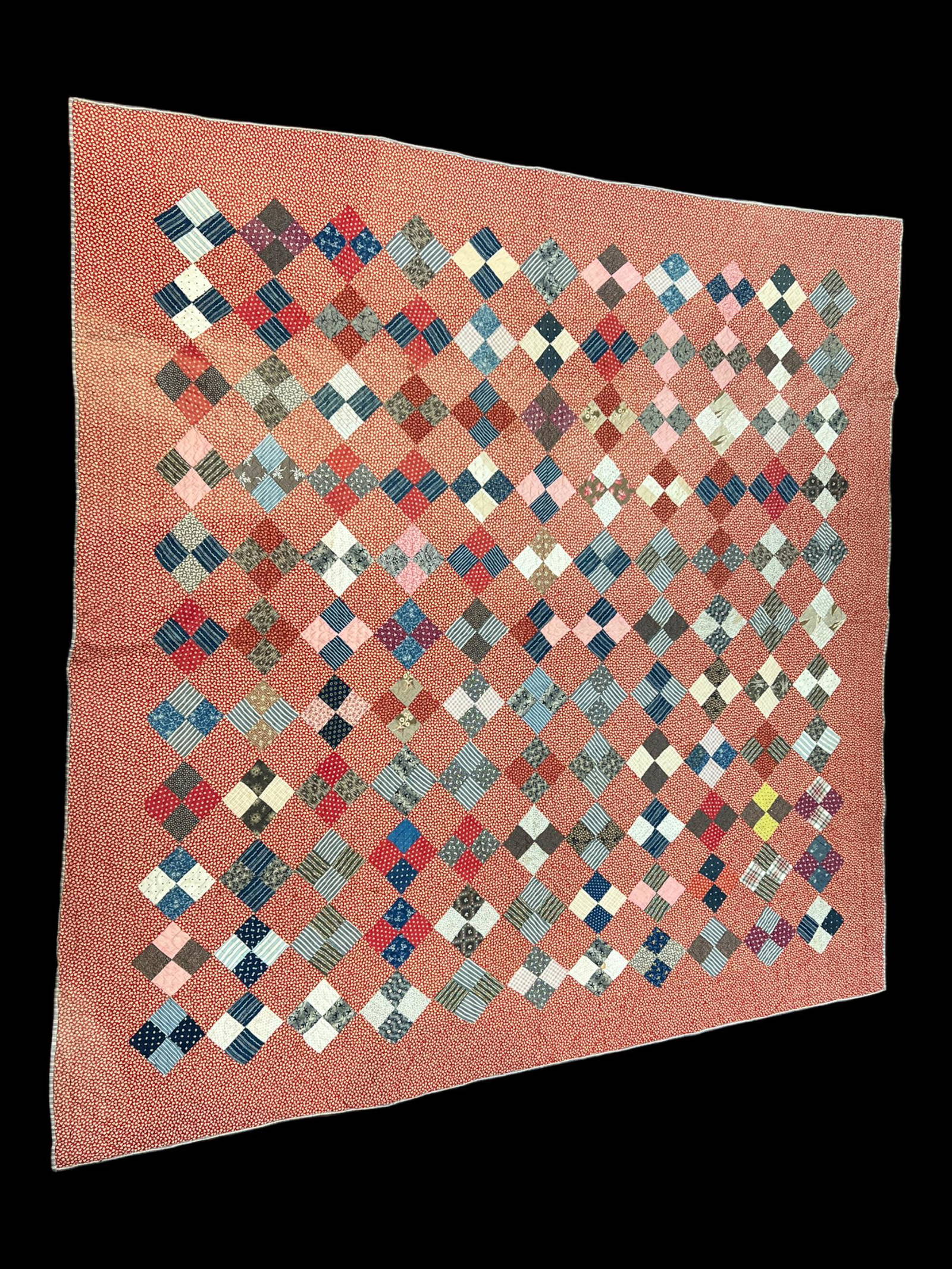 Antique Primitive Handmade Quilt Blanket Farmhouse Diamond Design