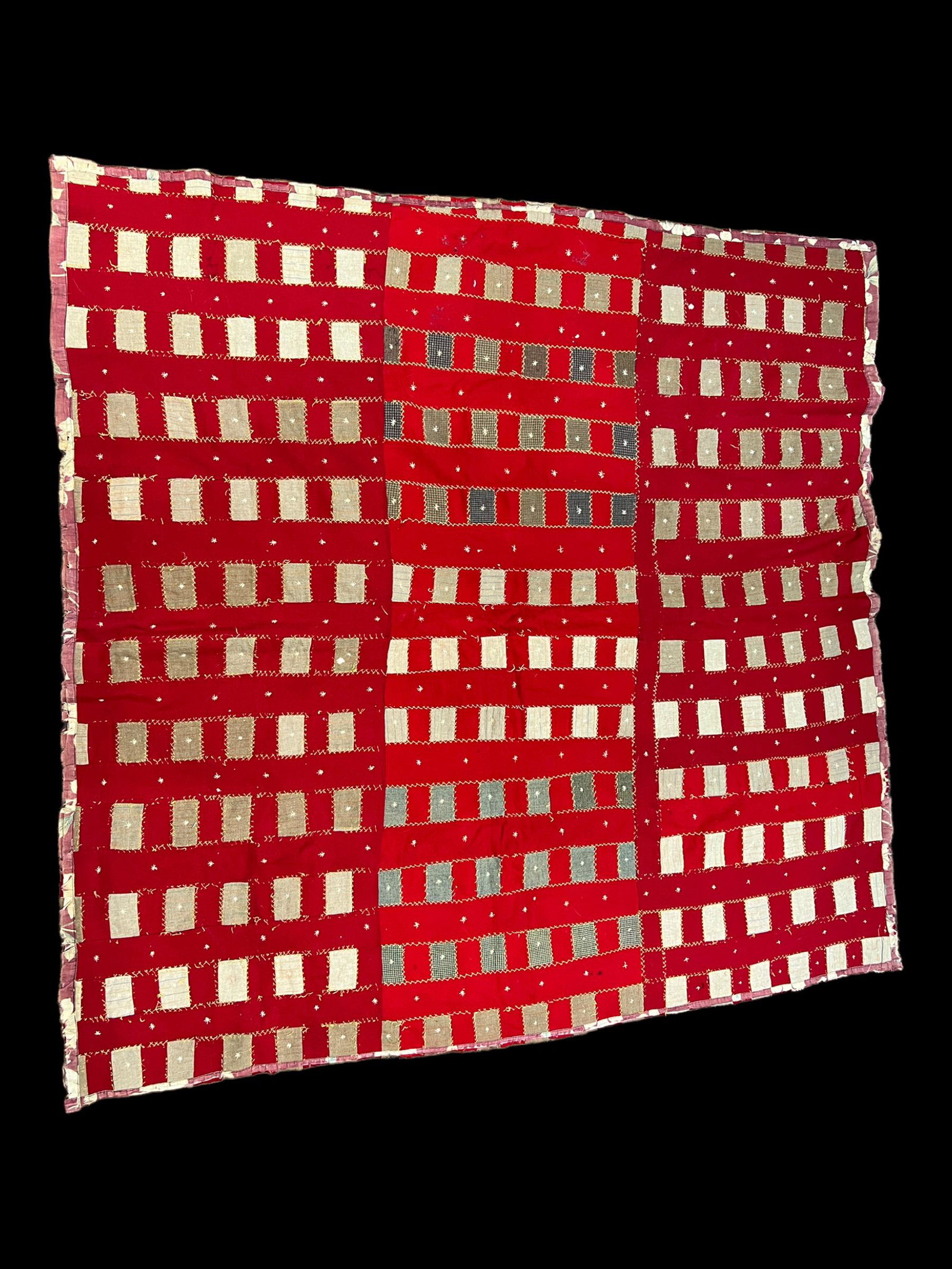 Antique Primitive Rug Carpet Patch Design: Primitive rug. Size: 61" x 63". Folk art. Patch work design on front, floral design on reverse.