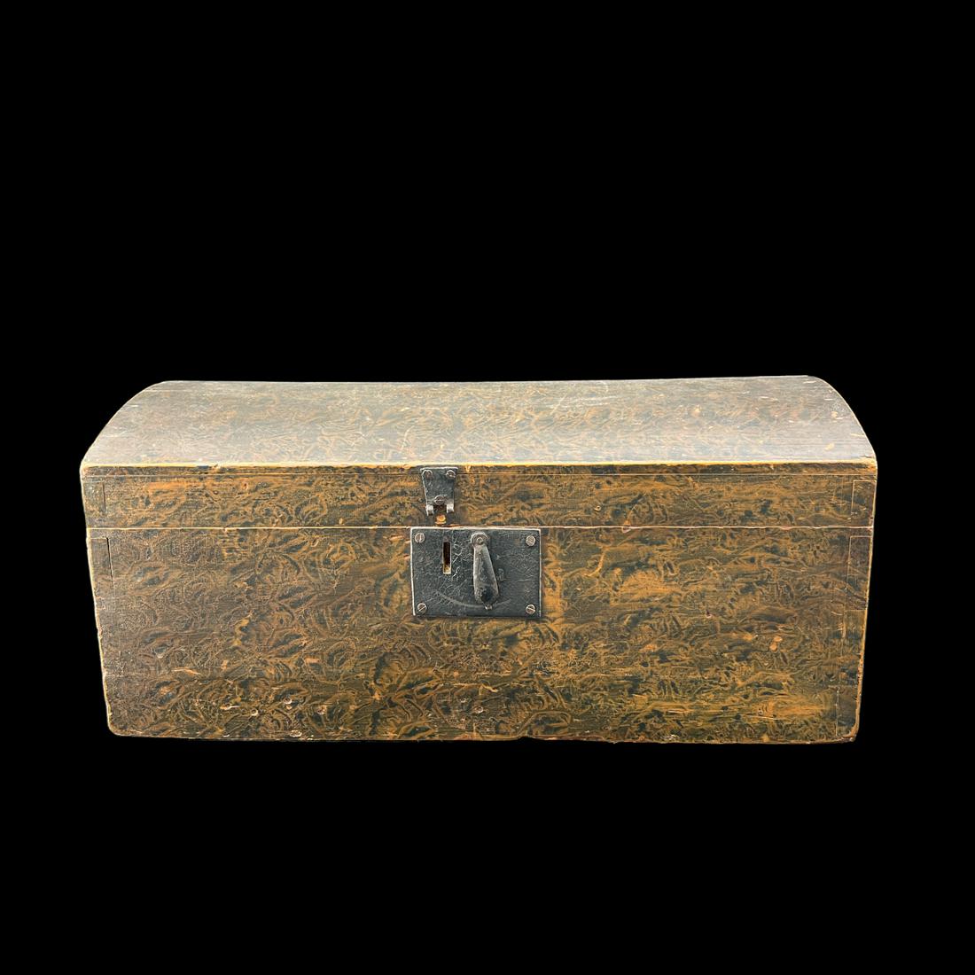 Antique Primitive Wooden Document Box Vinegar Grain Paint: Antique primitive wooden document box. Vinegar grain paint finish. Size: 12.75 x 6.5" x 6.5". Folk art.