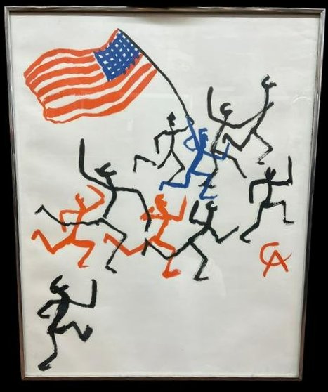 Vintage Alexander Calder (American, 1898-1976) 'Madison Square Boys Club' Lithograph 1974: Madison Sqaure Boys Club.' 1974. Framed lithograph by Alexander Calder (American, 1898-1976). Frame Size: 24.25" X 30.5". Painting Size: 23.5" X 29.5".
