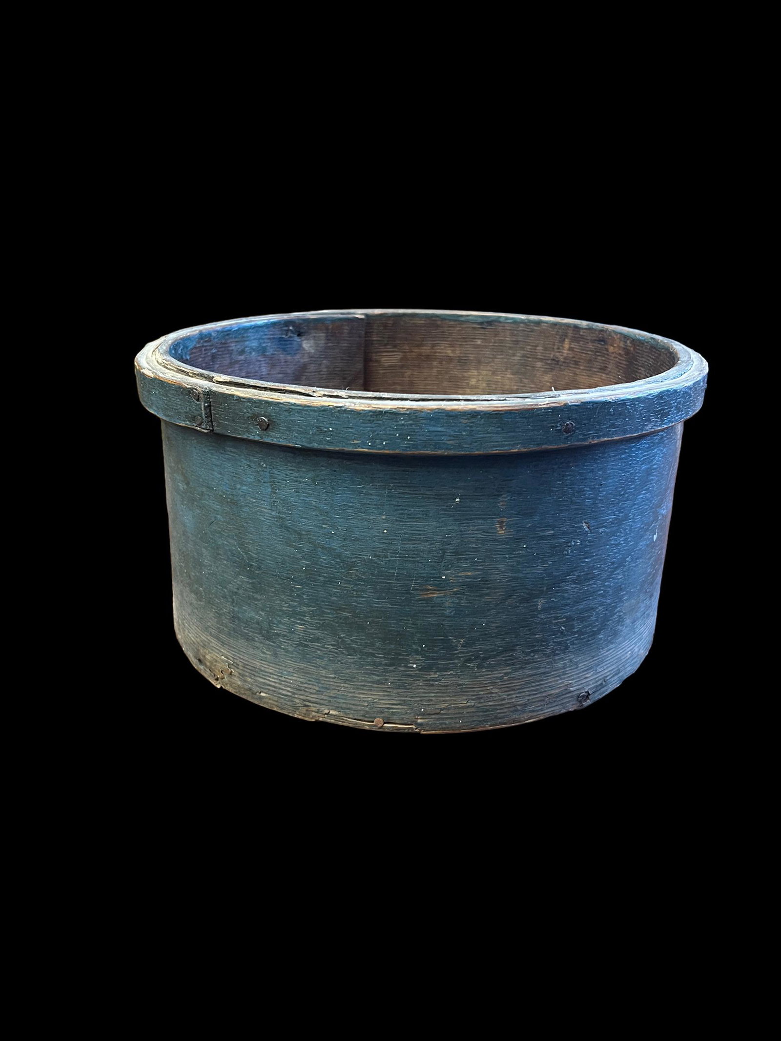 Antique Large Primitive Wooden Pantry Box Without Lid & Original Paint: Antique primtive wooden pantry box. Without lid. Original dark blue cobalt paint. Milk paint. Size: 6.5" x 11.5". Folk art.