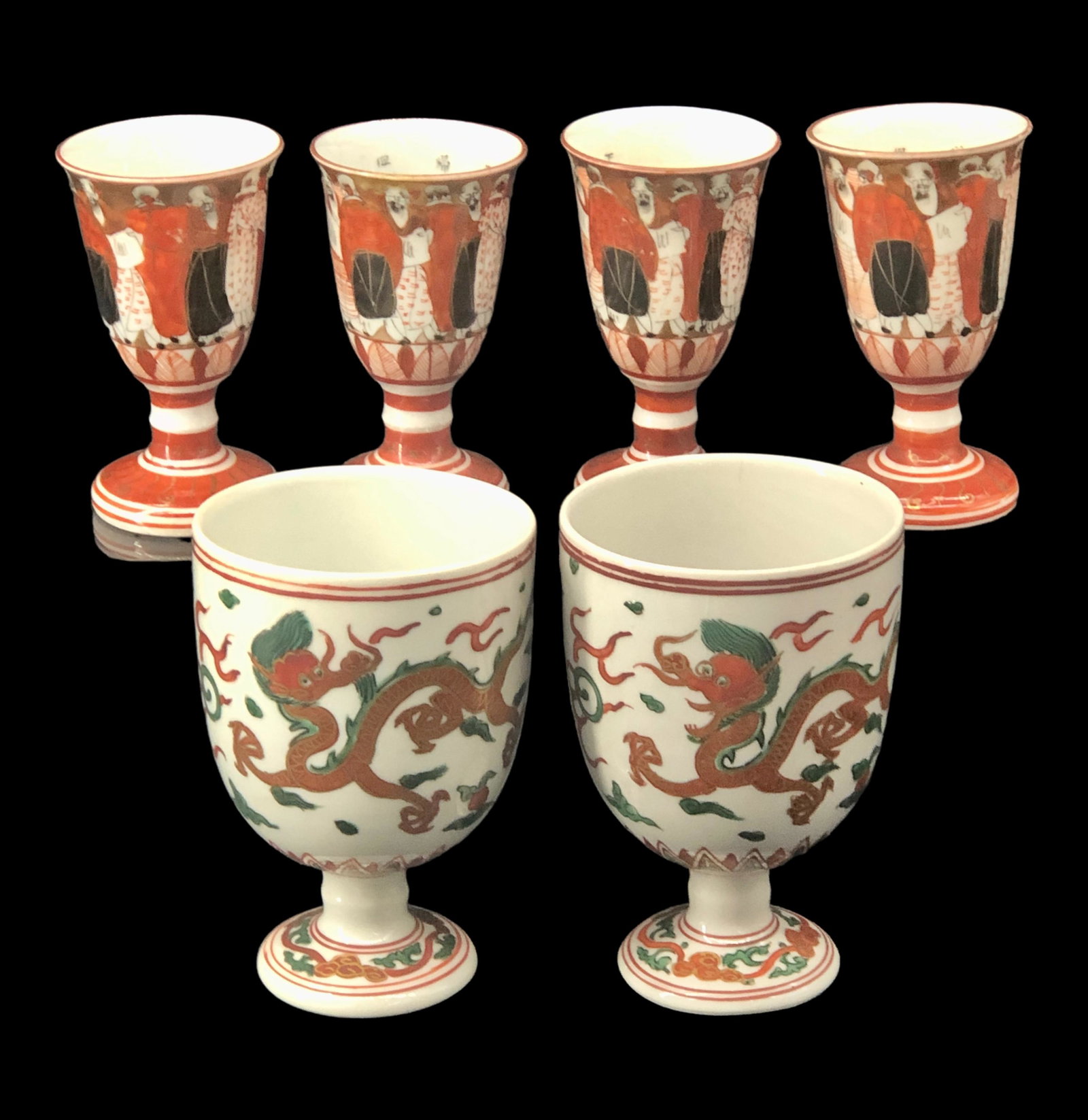 Antique Oriental Japanese 19th Century Sake Cups: Antique 19th century Japanese Sake Cups. Size: 4" x 2.75". Signatures on bottom.