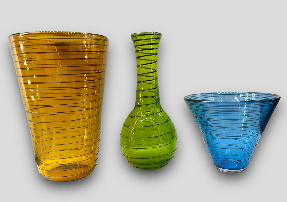 Lot of 3 Modern Art Glass Correia Vases (1 of 9)