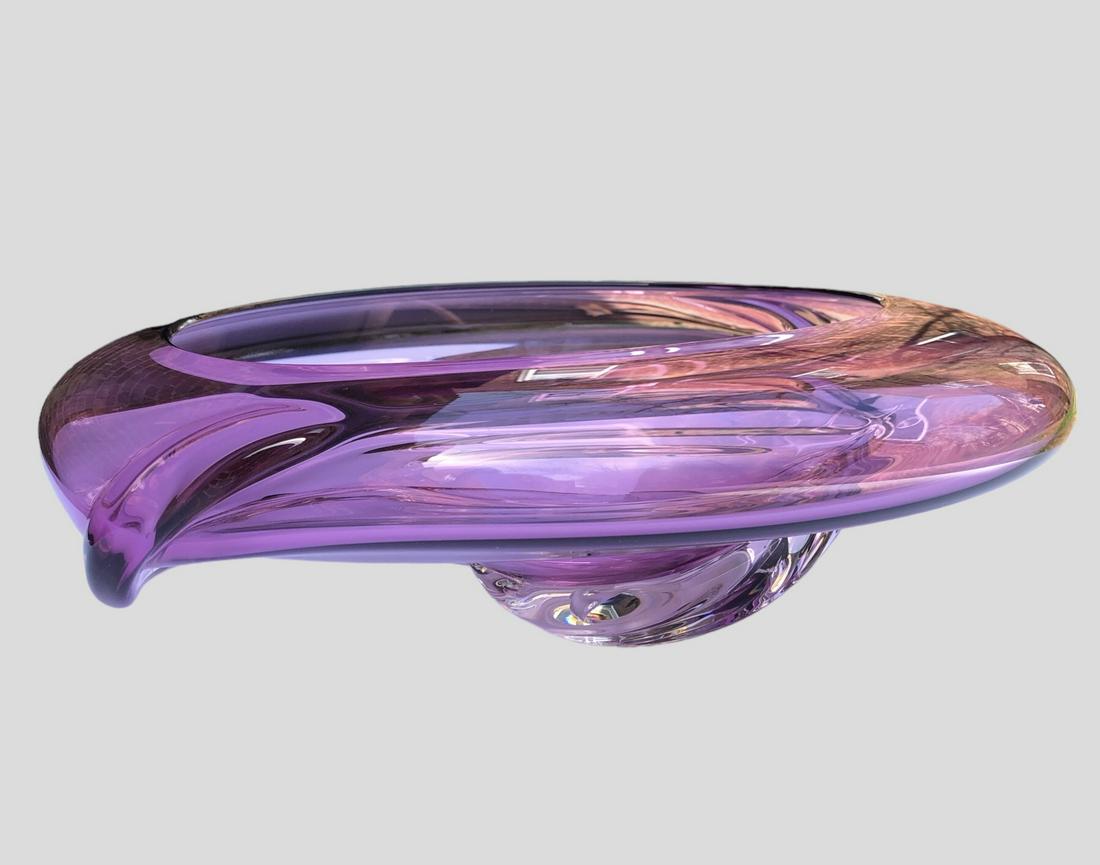 Mid Century Modern Art Glass Pink Purple Bowl Centerpiece (1 of 8)