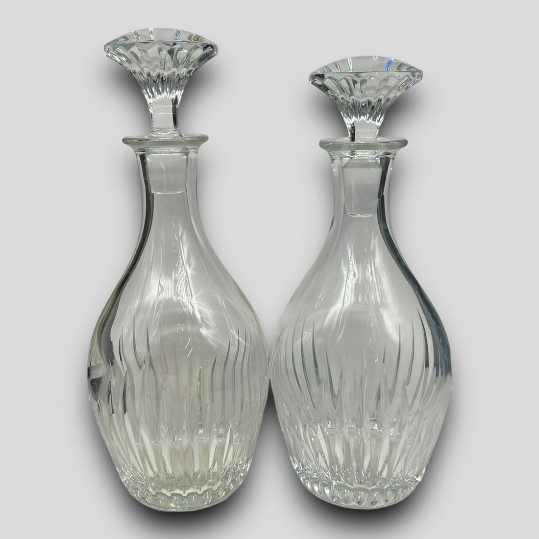 Pair Of Antique Baccarat Cut Crystal Glass Decanters