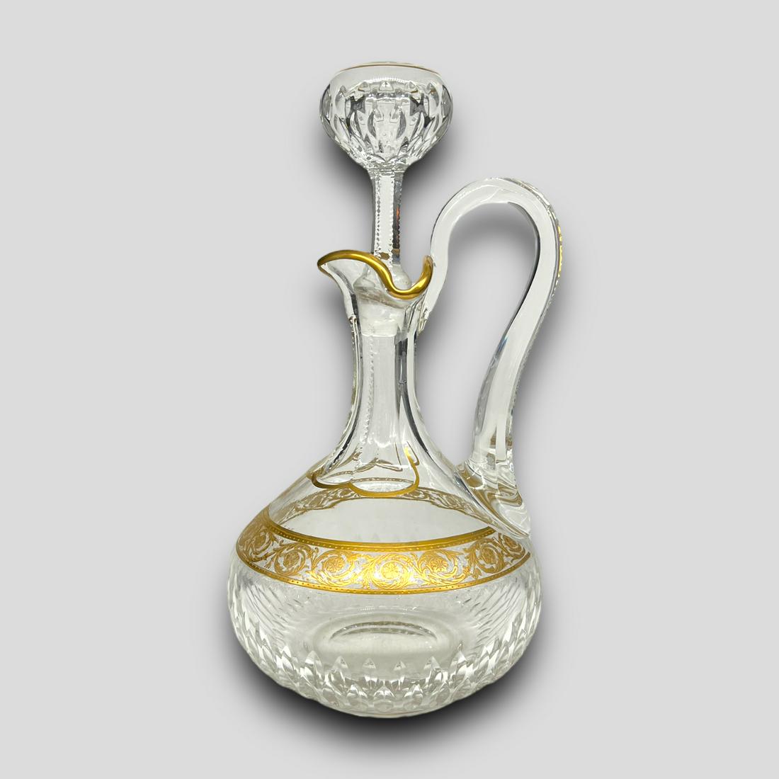 Vintage St. Louis Crystal Decanter Jug Thistle Gold Pattern (1 of 5)