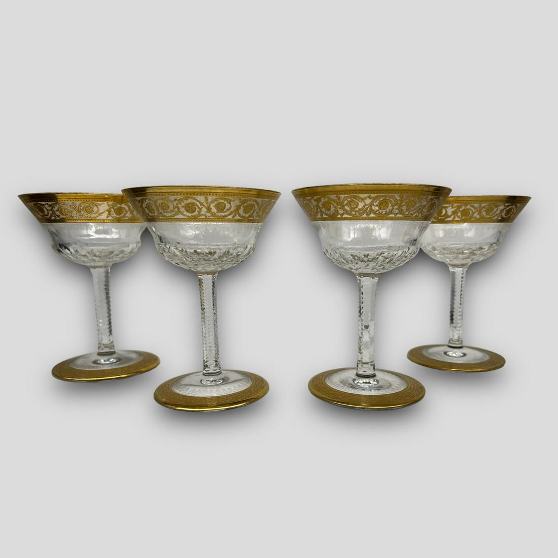 Vintage St. Louis Crystal Margarita Glasses Thistle Gold Pattern Auction