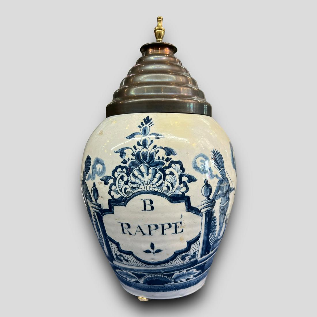 Antique Dutch B. Rappe Porcelain Cobalt Tobacco Jar (1 of 6)