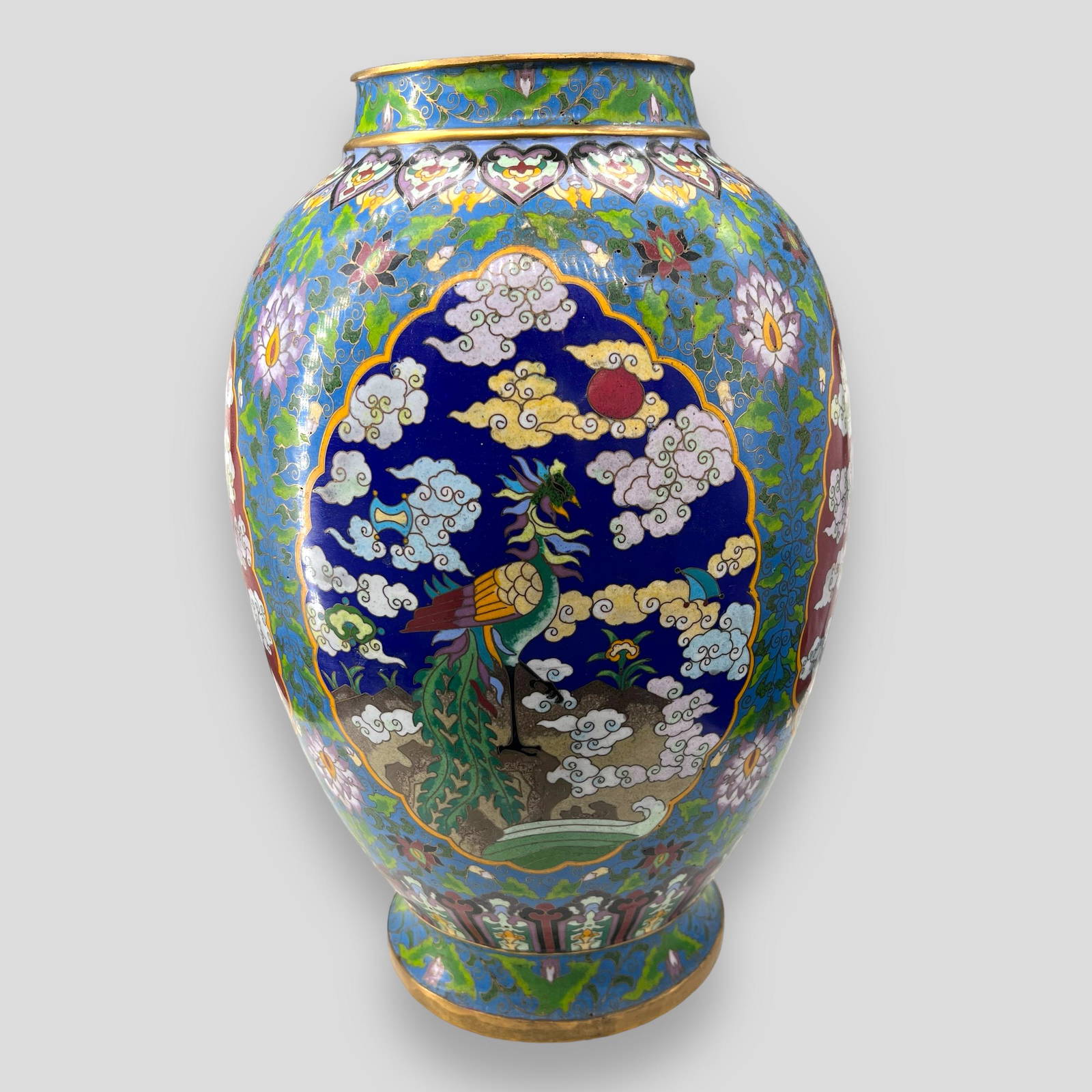 Antique Large Cloisonne Chinese Asian Ginger Jar Vase Auction