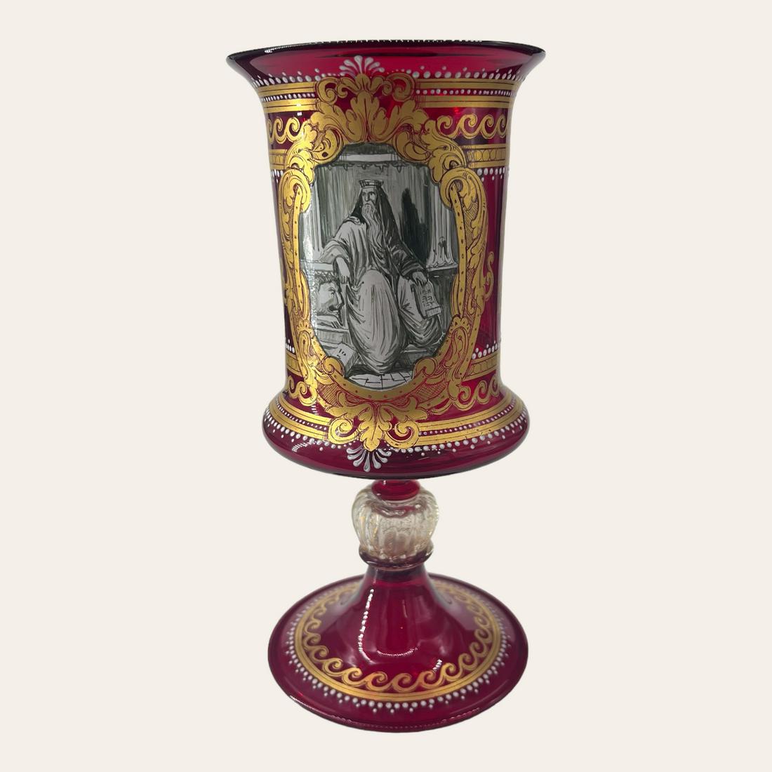 Antique Venician Murano Ruby Red Glass Judaica Kiddush Cup (1 of 6)