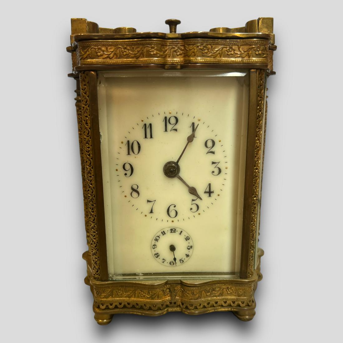 Antique Made in France Brass Repeater Carriage Alarm Clock (1 of 8)