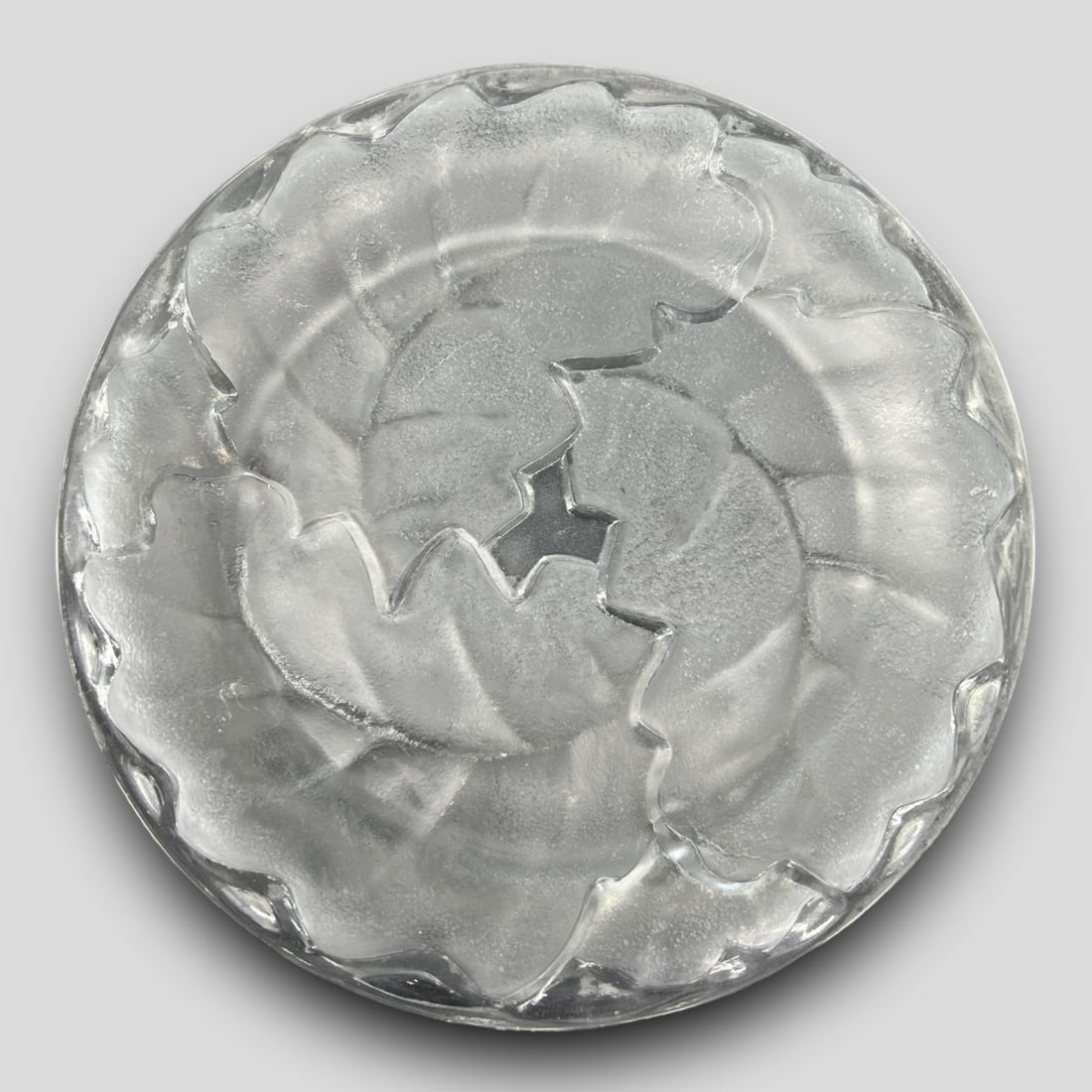 Antique Lalique France 'Chene' Leaf Form Crystal Plate (1 of 4)