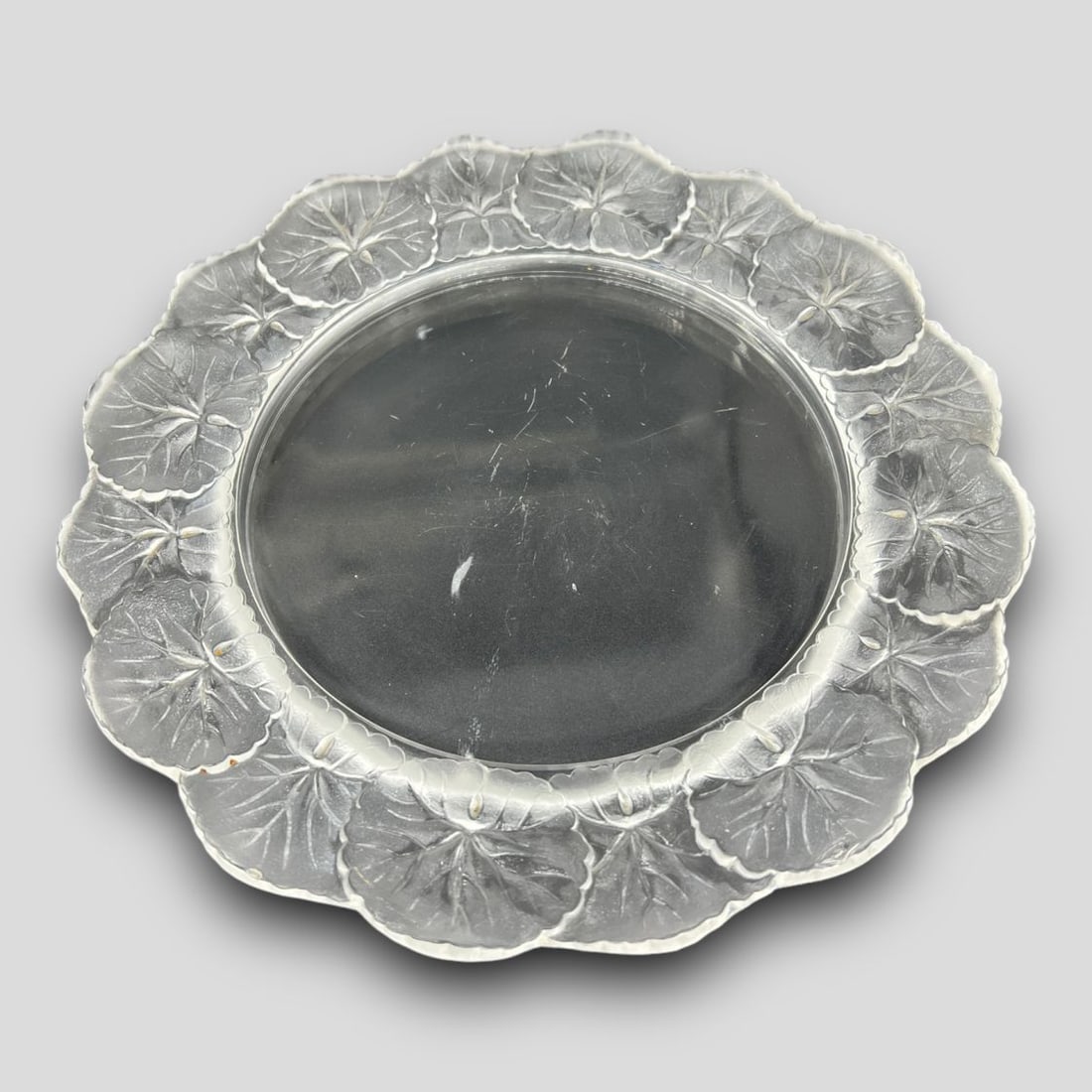 Antique Lalique France 'Honfleur Geranium' Floral Design Crystal Plate (1 of 4)