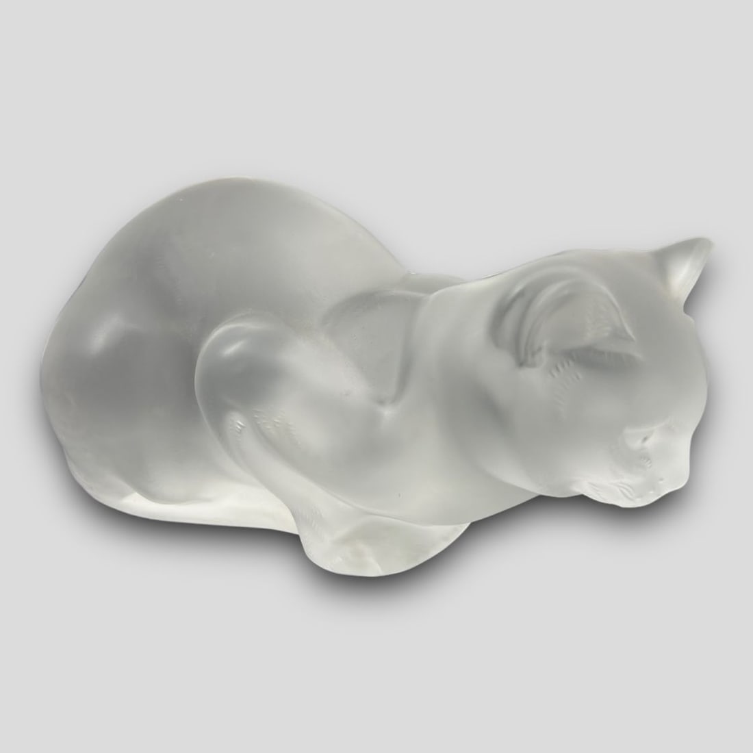 Antique Lalique France Frosted Glass Crouching Cat Figurine (1 of 6)