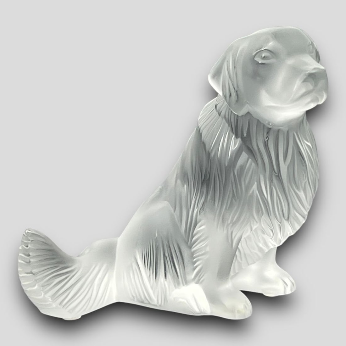 Antique Lalique France Frosted Glass Golden Retriever Figurine: Antique Lalique France Frosted Glass Golden Retriever Figurine. No chips or cracks. Signed on base of the tail.