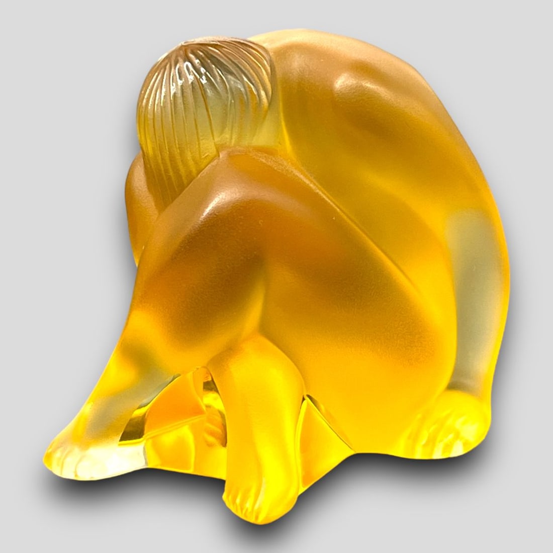 Antique Lalique France 'Nu Assis' Amber Frosted Glass Meditative Figurine (1 of 6)