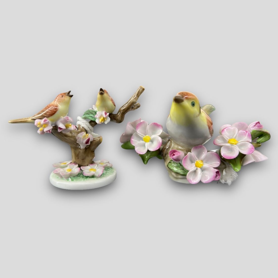 Antique Lot of 2 Herend Hungary Floral Bird Porcelain Figurines (1 of 8)