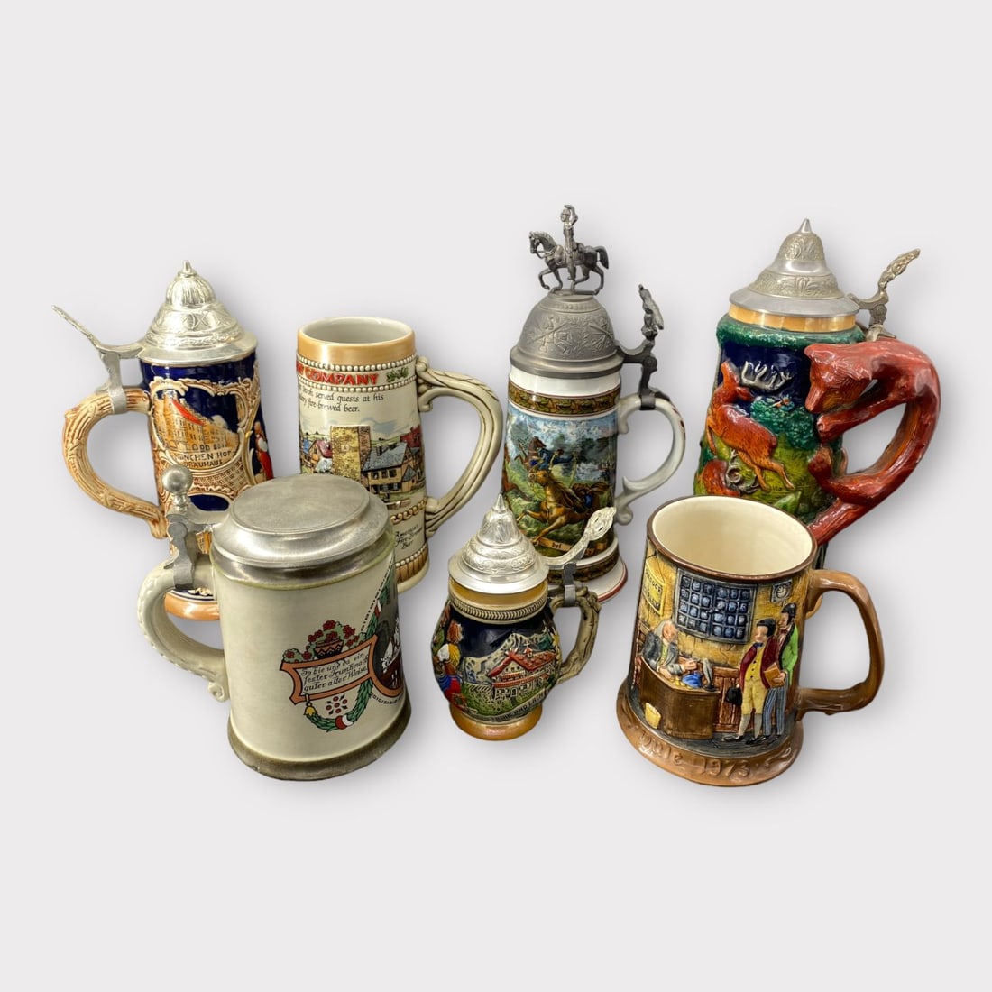Antique Lot of 7 German Beer Steins (1 of 13)