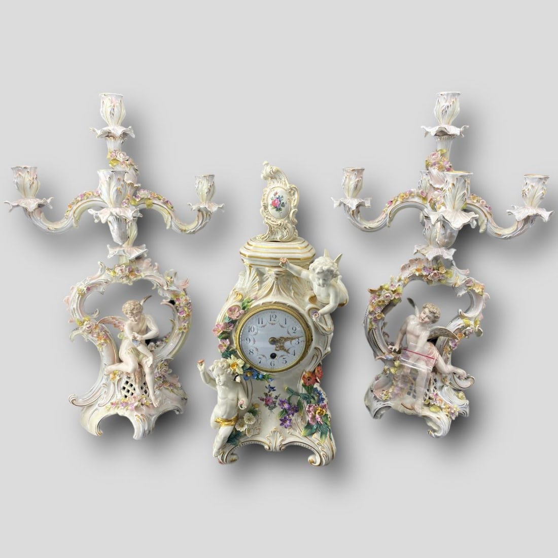 Antique German Garniture Cherub Putti Porcelain Set (1 of 16)