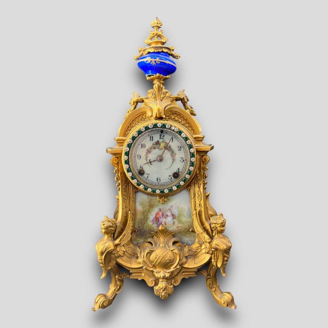 Antique New Haven Clock Co. French Style Porcelain & Gilt Clock (1 of 8)