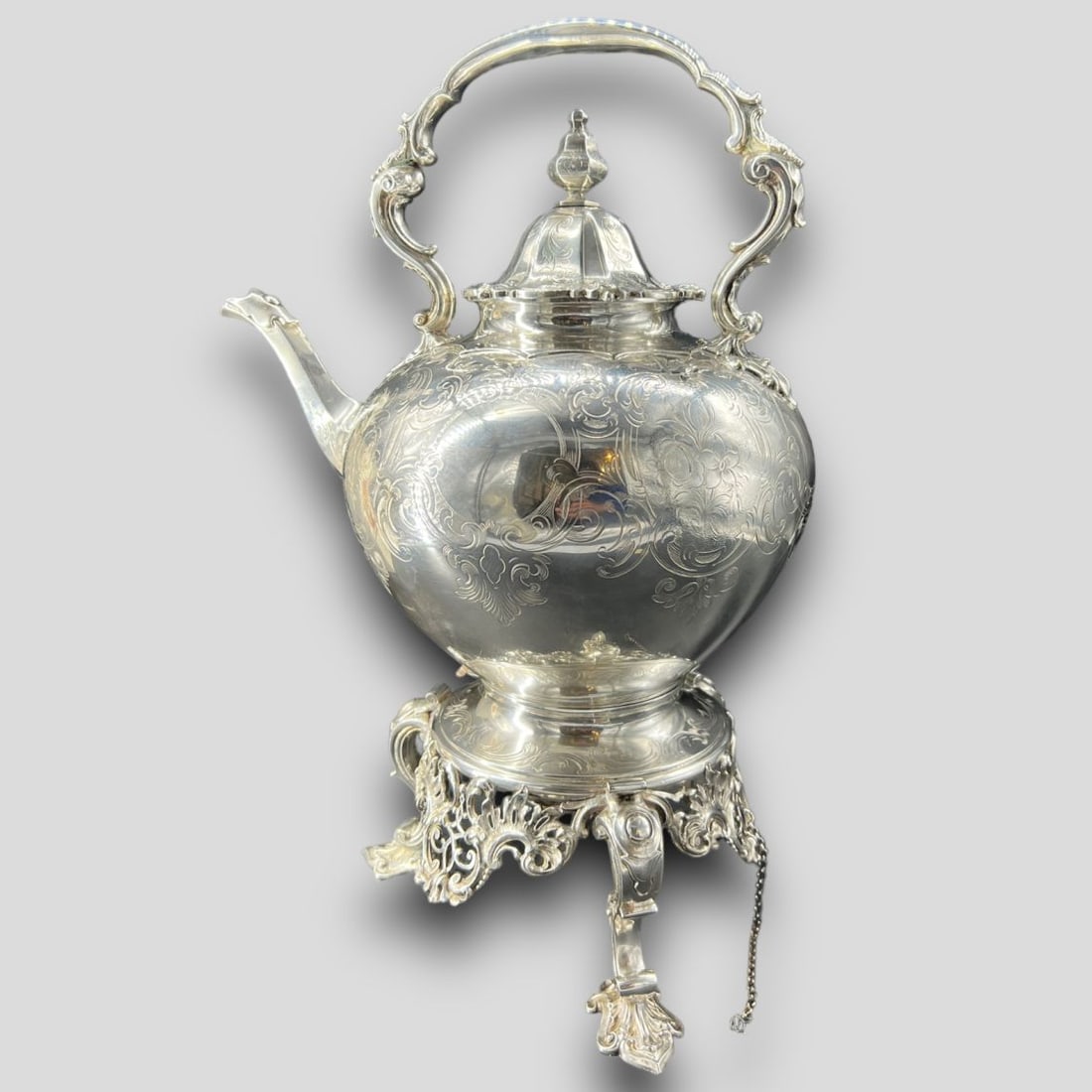 Antique English Tilting Silver Plated Teapot Tea Kettle (1 of 9)