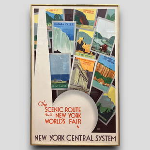 The Scenic Route to New York's World's Fair Poster Leslie Ragan (American, 1897-1972): The Scenic Route to New York's World's Fair Poster Leslie Ragan (American, 1897-1972). Framed. Litho. In USA. Artist signature on front.