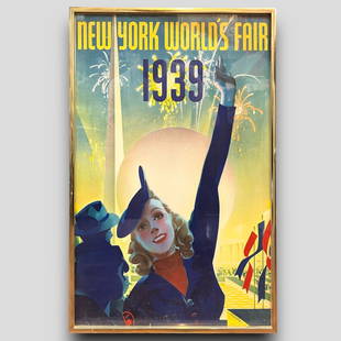 New York World's Fair 1939 Poster by Albert Staehle (German ,1899-1974): New York World's Fair 1939 Poster by Albert Staehle (German ,1899-1974). Framed. Printed by Grinnell, New York. Offset lithograph.