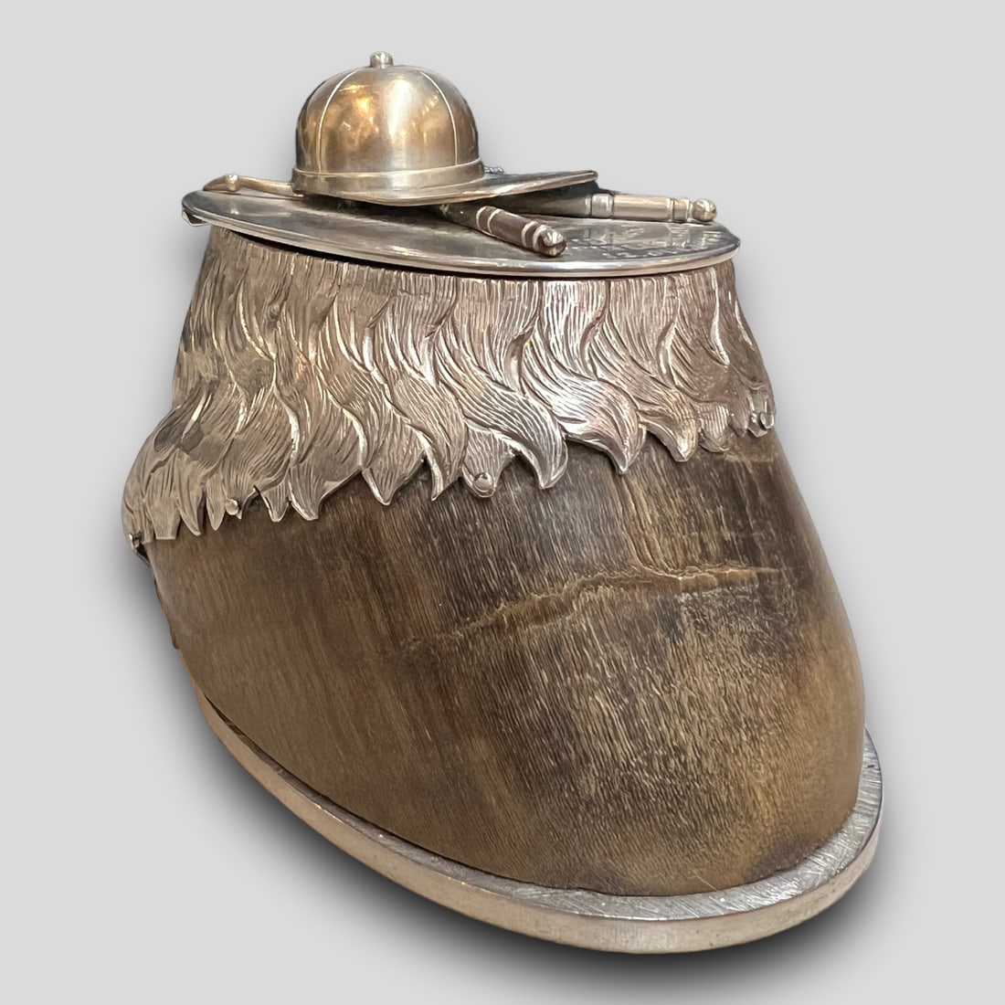 Antique German Horse Hoof Hoove 'Polo' Silver Plate Inkwell 1881 (1 of 6)