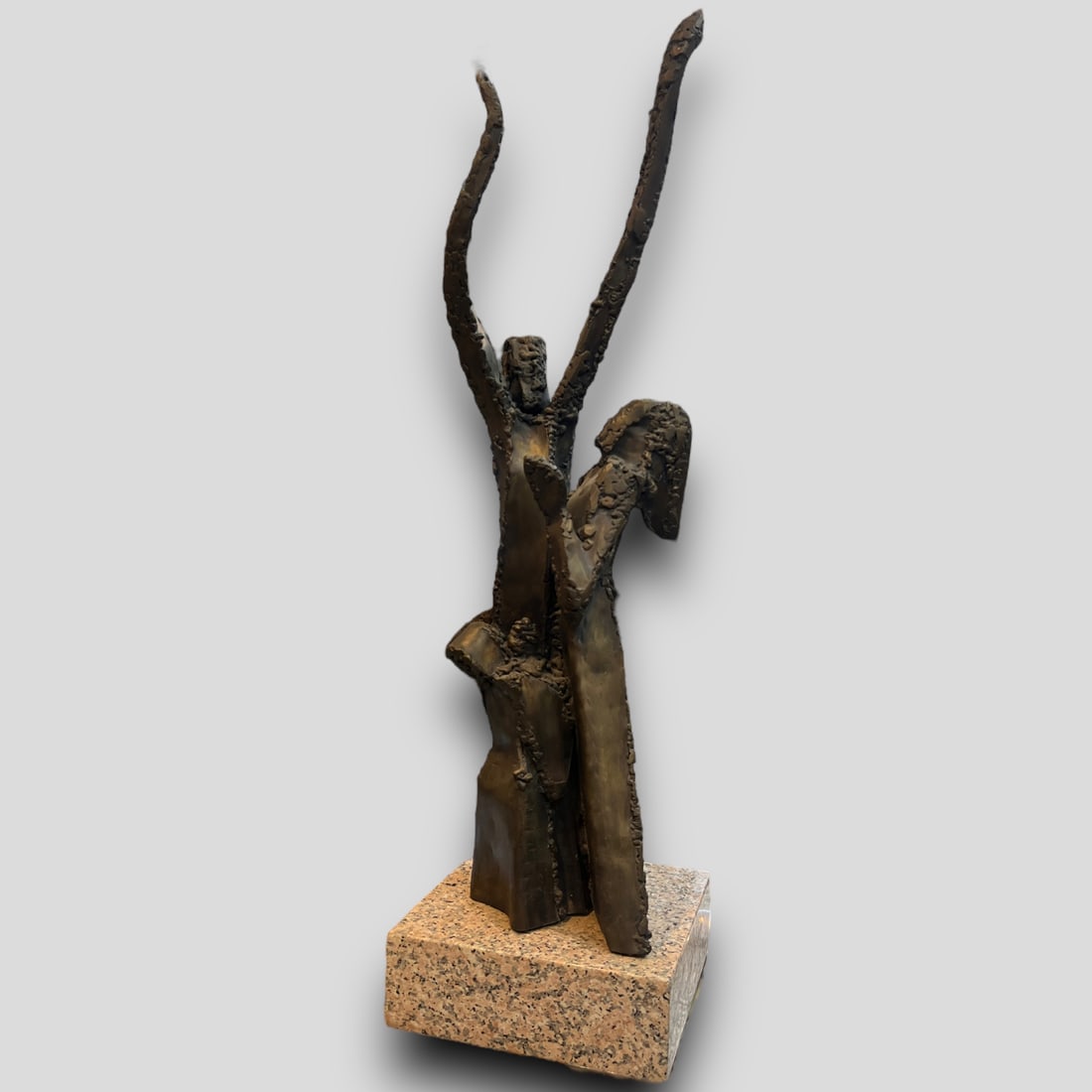 Antique Copper 3 Figure Statue on Granite Base (1 of 6)