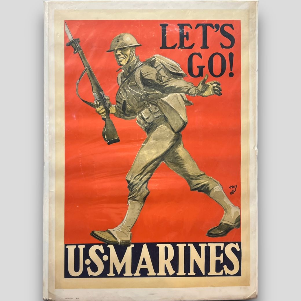 Vintage WW2 World War 2 U.S. Marines Let's Go! Recruitment Poster (1 of 6)