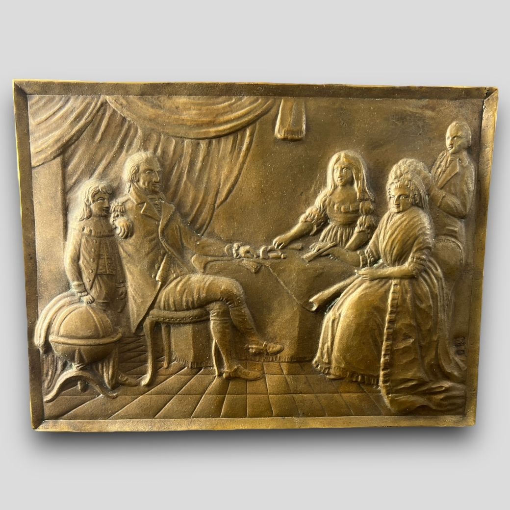 Antique Life of George Washington Scene Bronze Plaque (1 of 4)
