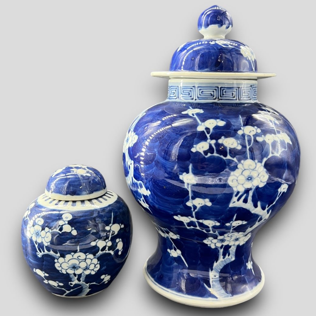 Antique 2 Oriental Cobalt Blue Porcelain Ginger Jars (1 of 13)