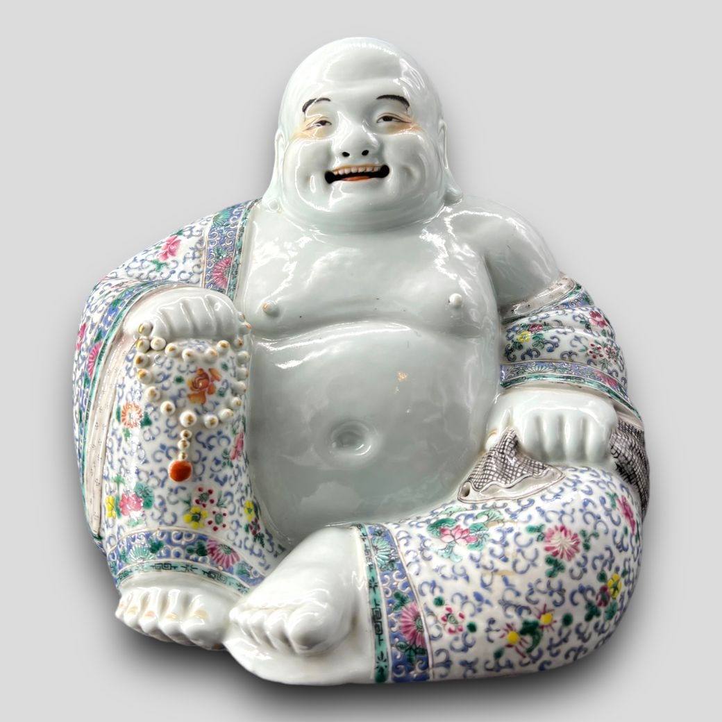 Antique Porcelain Chinese Oriental Smiling Buddha Budai Figurine (1 of 7)