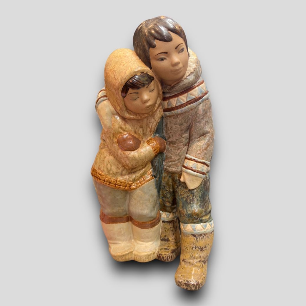 Antique Lladro Spain 'Eskimo Boy + Girl' / 'The Couple From the Arctic' Porcelain Figurine (1 of 6)