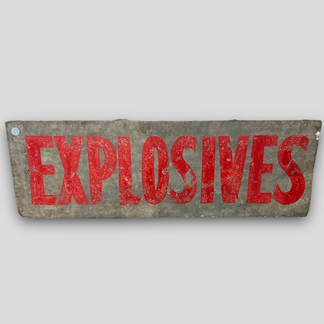 Vintage Industrial Explosives Danger Tin Sign (1 of 4)