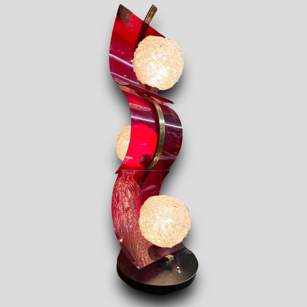 Vintage MCM Mid Century Modern Red Lucite Spaghetti Floor Lamp (1 of 6)