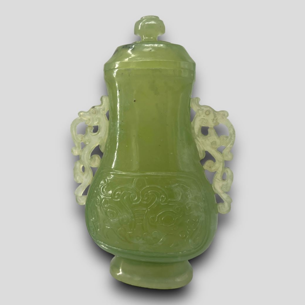 Antique Carved Lidded Jade Jar Vessel (1 of 8)