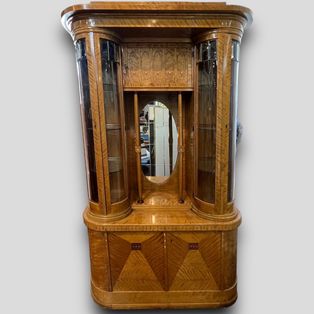 Antique Art Deco Style Burl Wood Bar Cabinet Vitrine (1 of 11)