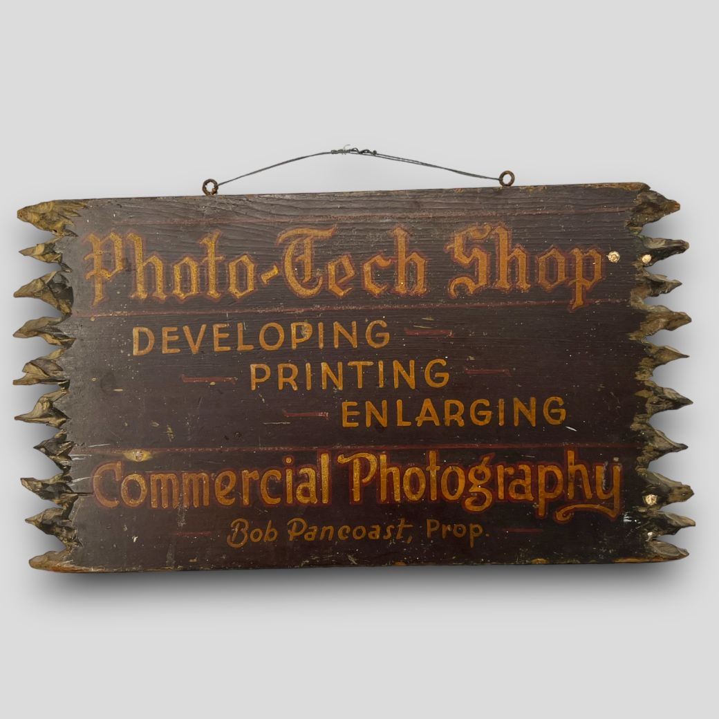 Antique Photo Tech Wooden Double Sided Advertising Sign (1 of 5)