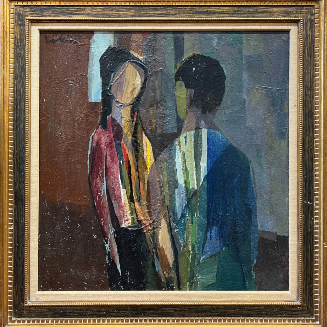 Stefan Lokos (Hungarian, 1913-1994) "Chat" Oil Painting on Canvas (1 of 5)