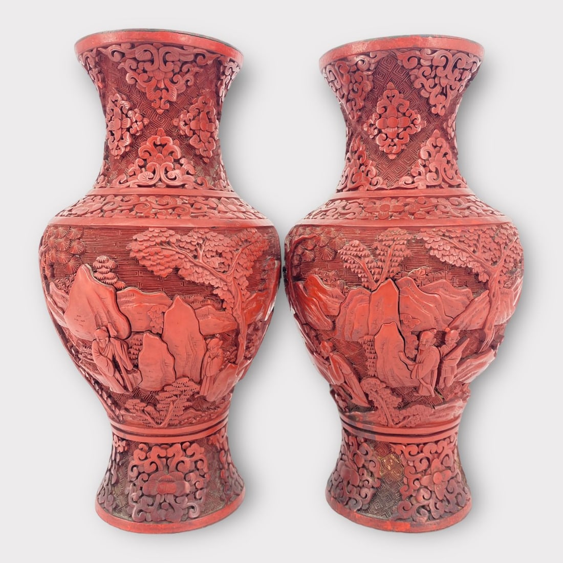 Lot of 3 Antique Chinese Cinabarr Vases (1 of 10)