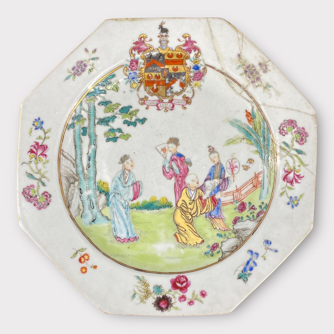 Chinese Export Porcelain Armorial Plate, Circa 1765 (1 of 4)
