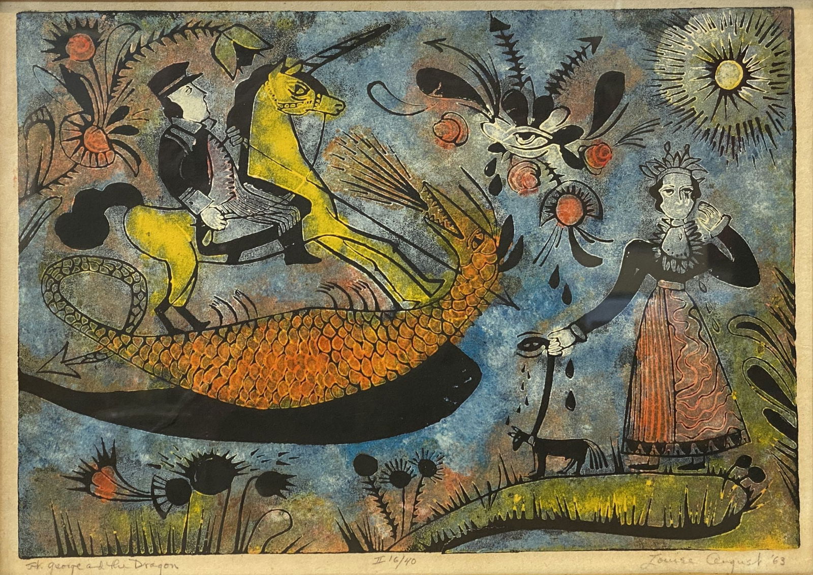 Louise August (American, 20th c.) St. George & Dragon Lithograph (1 of 6)