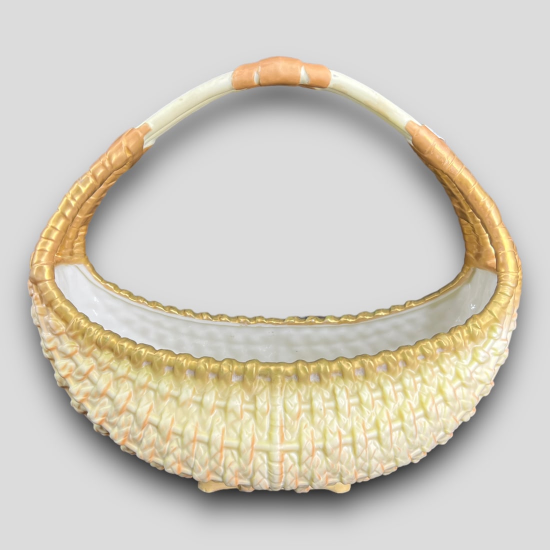 Antique Royal Worcester England #2526 Woven Porcelain Basket (1 of 6)