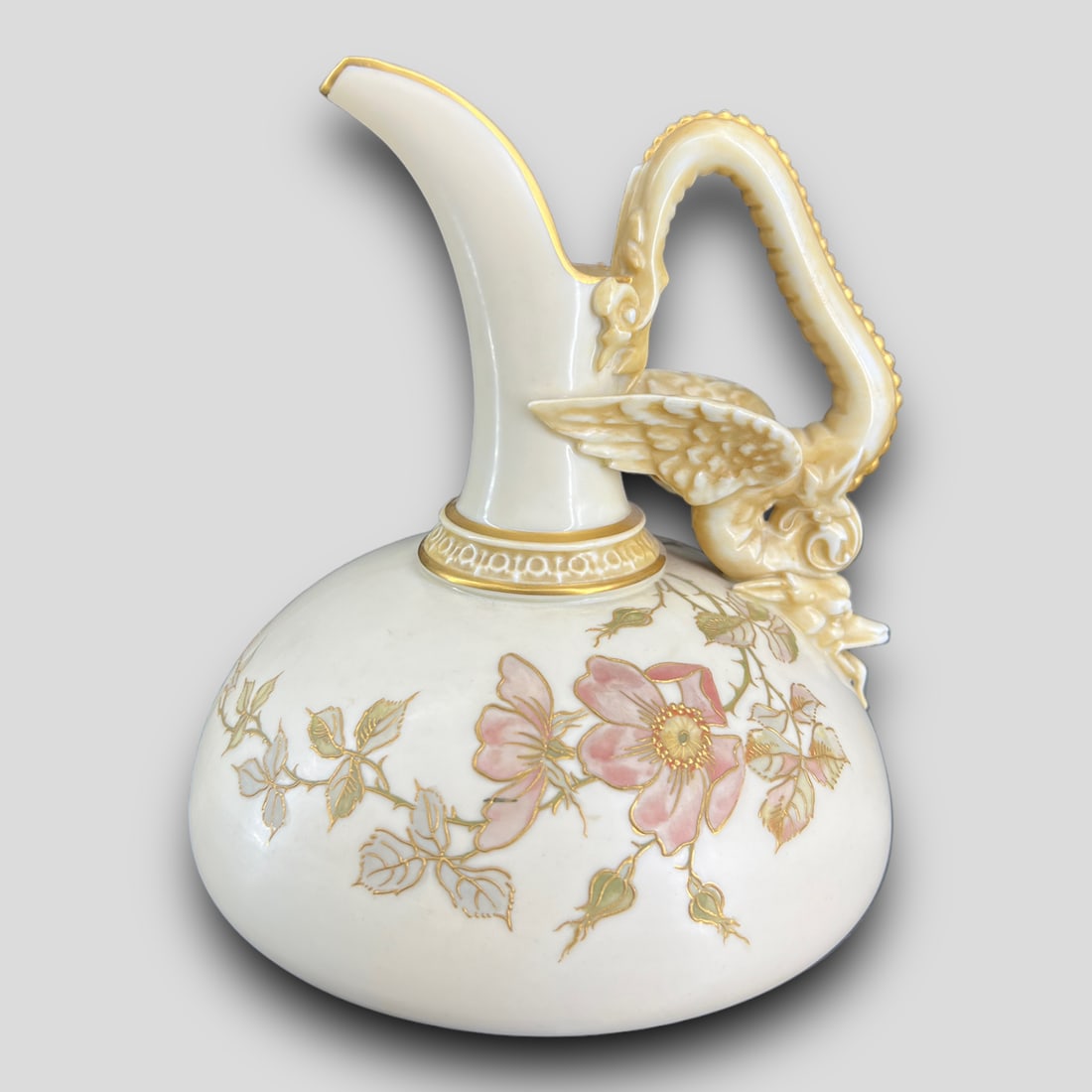 Royal Worcester #1048 Porcelain Floral Gilt Vase Pitcher (1 of 5)