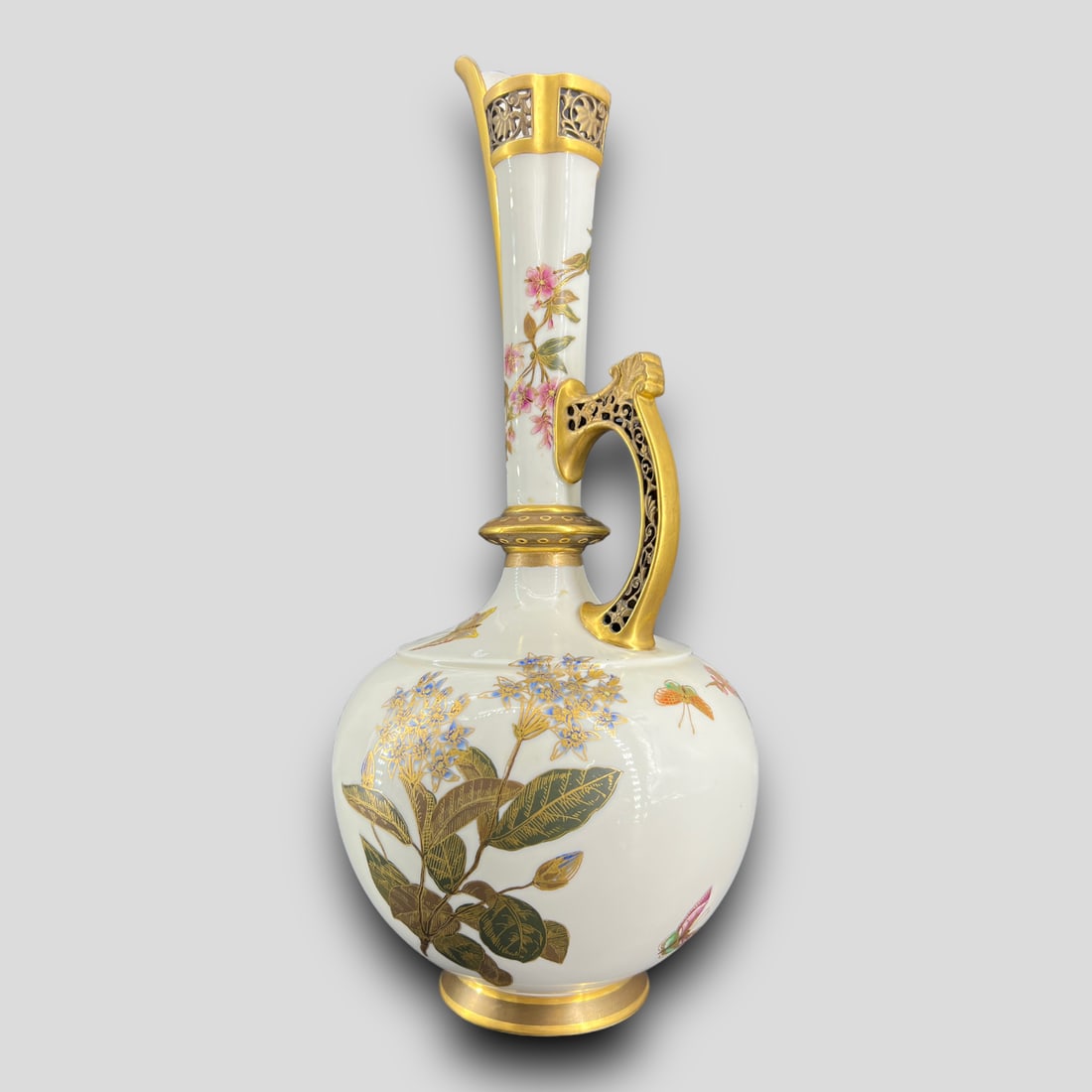 Royal Worcester #783 Porcelain W2 Pitcher Vase Floral Gilt (1 of 10)