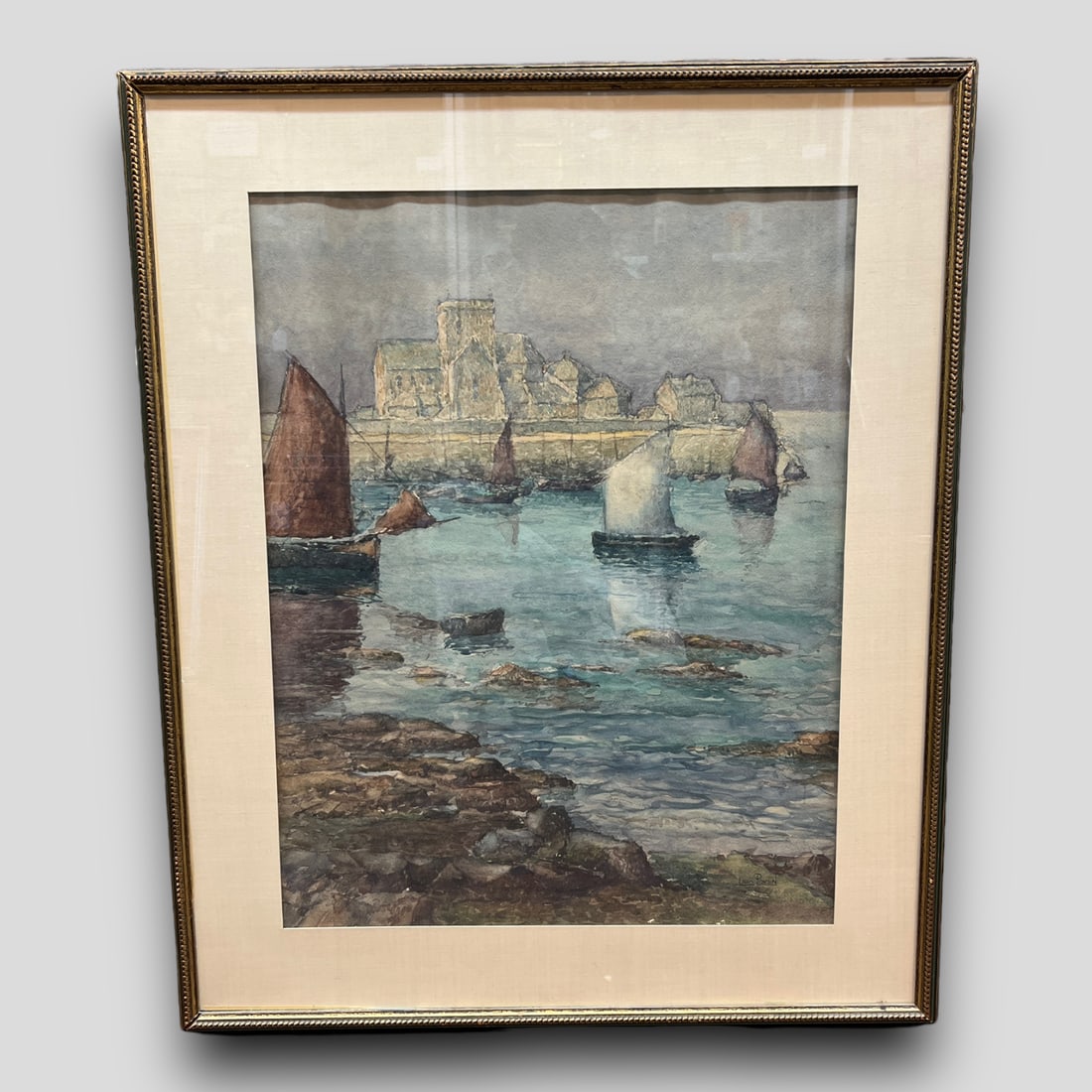 Louis Ponsin (French, 1877-1949) Boat Maritime Watercolor Painting Scene (1 of 4)