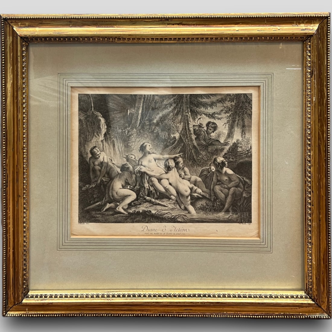 After Pierre Francois Tardieu (1703-1770) Diane & Acteon Print Lithograph (1 of 6)