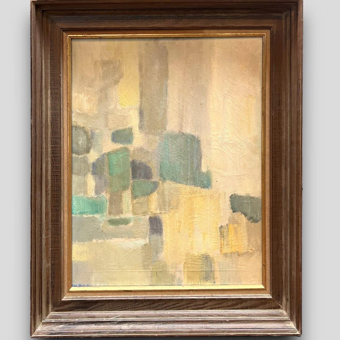 Vintage Robert MacBride (Unknown) "Green" Abstract Oil Painting on Canvas (1 of 4)